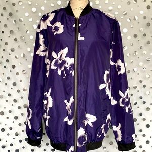 Purple Floral Lightweight Bomber Jacket